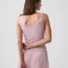 Camiseta de tirantes de pijama con ribete de encaje y canalé fino