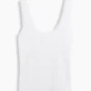 Camiseta de tirantes de pijama con ribete de encaje y canalé fino