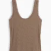 Camiseta de tirantes de pijama con ribete de encaje y canalé fino