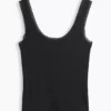 Camiseta de tirantes de pijama con ribete de encaje y canalé fino