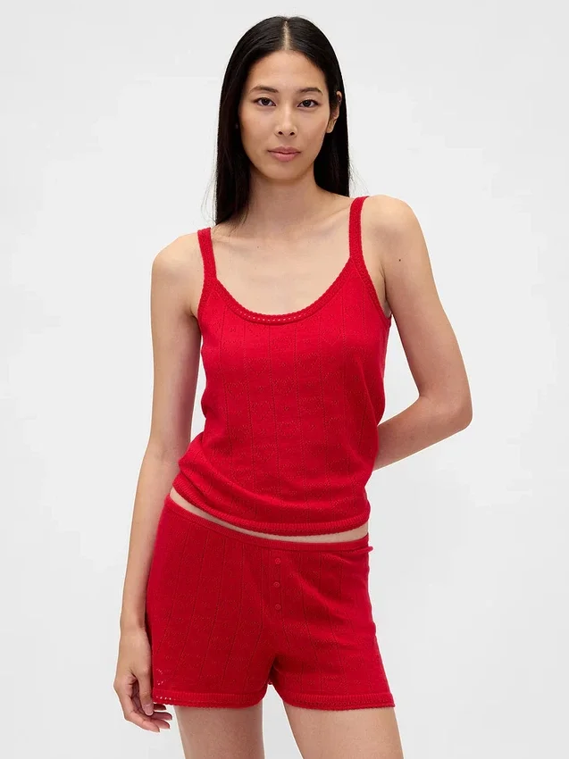 Camiseta de tirantes de pijama ligera de punto «CashSoft» con diseño de corazones en punto «pointelle»