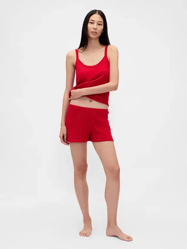 Camiseta de tirantes de pijama ligera de punto «CashSoft» con diseño de corazones en punto «pointelle»