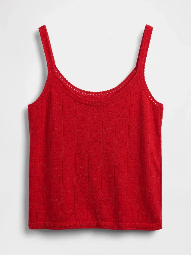 Camiseta de tirantes de pijama ligera de punto «CashSoft» con diseño de corazones en punto «pointelle»