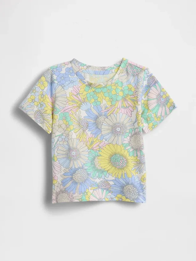 Camiseta estampada combinable para bebés y niños pequeños