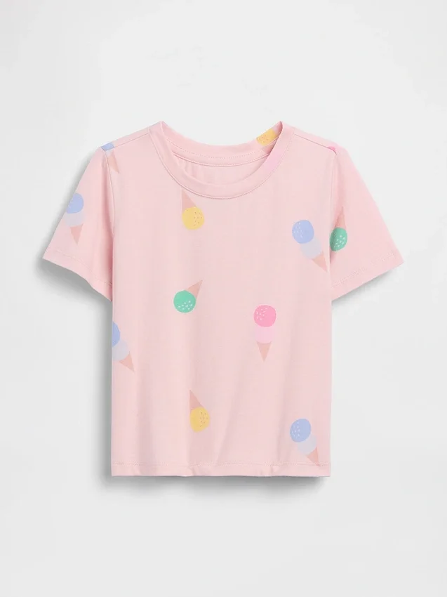 Camiseta estampada combinable para bebés y niños pequeños