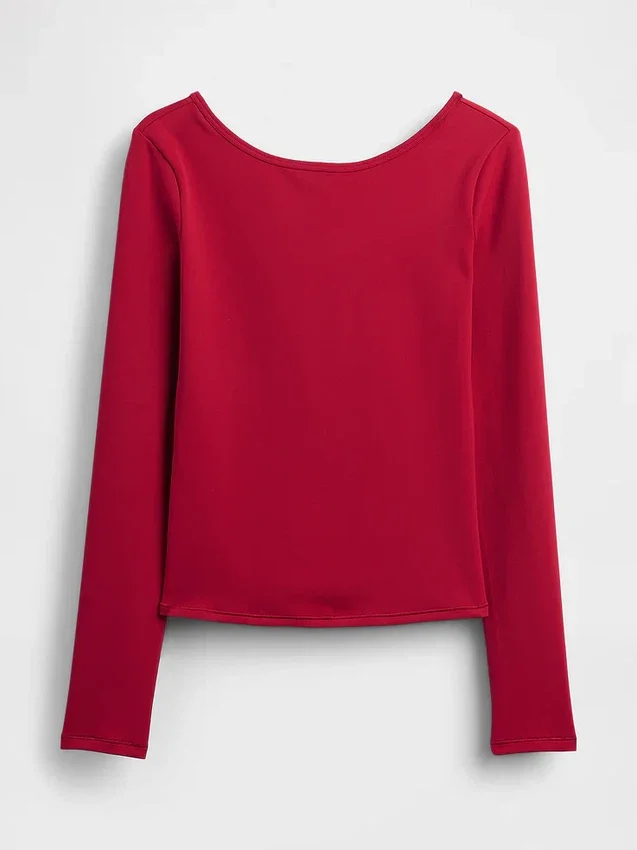 Camiseta GapFit Smooth con cuello barco