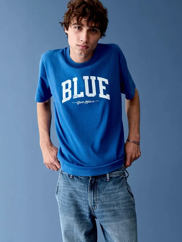 Camiseta «Get Blue» con logotipo y corte holgado