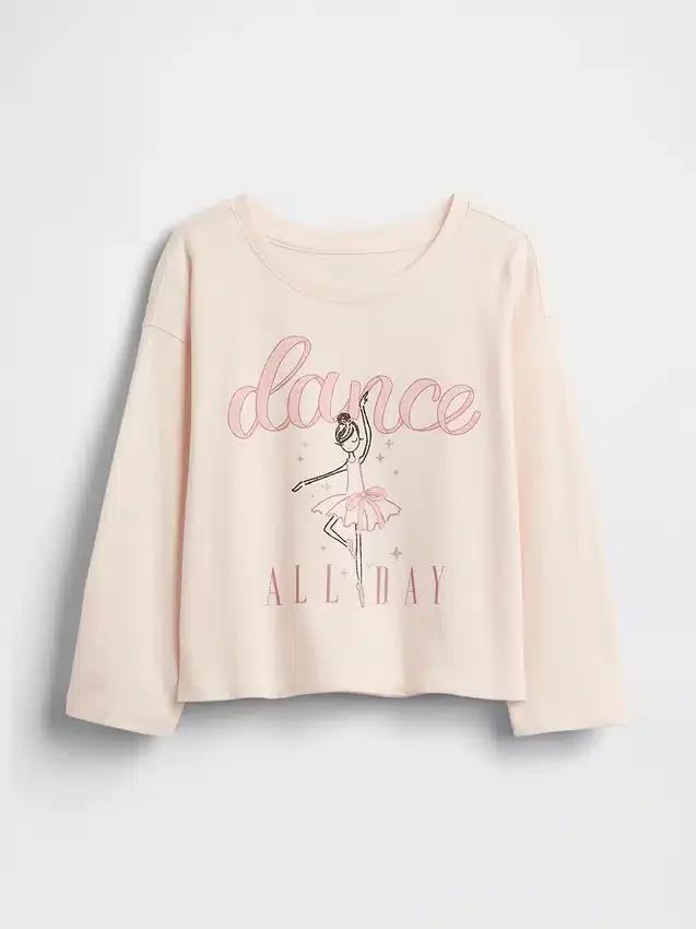 Camiseta gráfica holgada combinable para bebés y niños pequeños