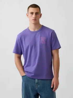Camiseta gráfica holgada de tejido grueso