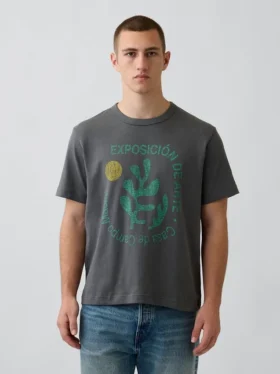 Camiseta gráfica holgada de tejido grueso
