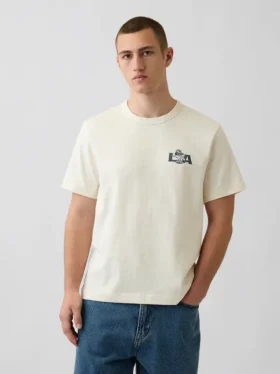 Camiseta gráfica holgada de tejido grueso