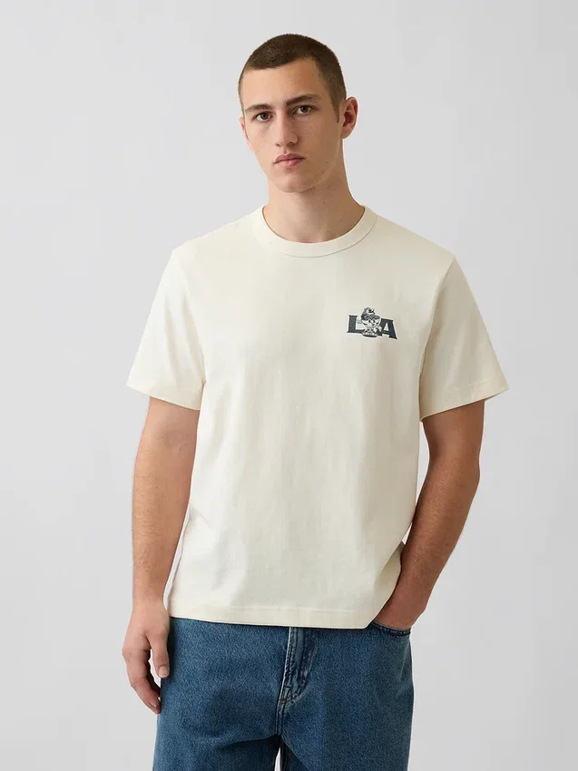 Camiseta gráfica holgada de tejido grueso