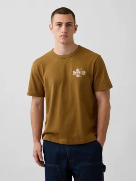 Camiseta gráfica holgada de tejido grueso