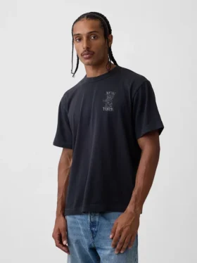 Camiseta gráfica holgada de tejido grueso
