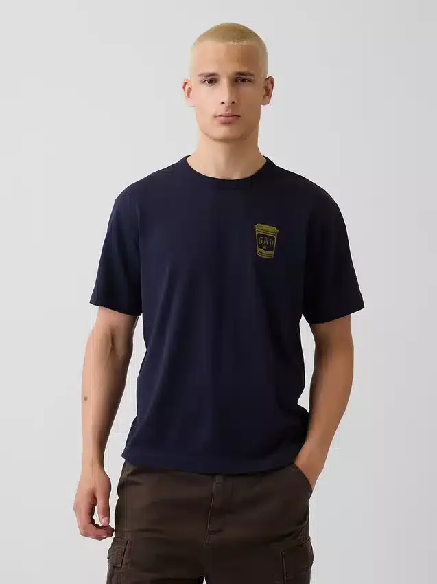 Camiseta gráfica holgada de tejido grueso