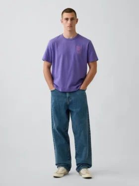 Camiseta gráfica holgada de tejido grueso