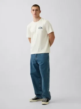 Camiseta gráfica holgada de tejido grueso