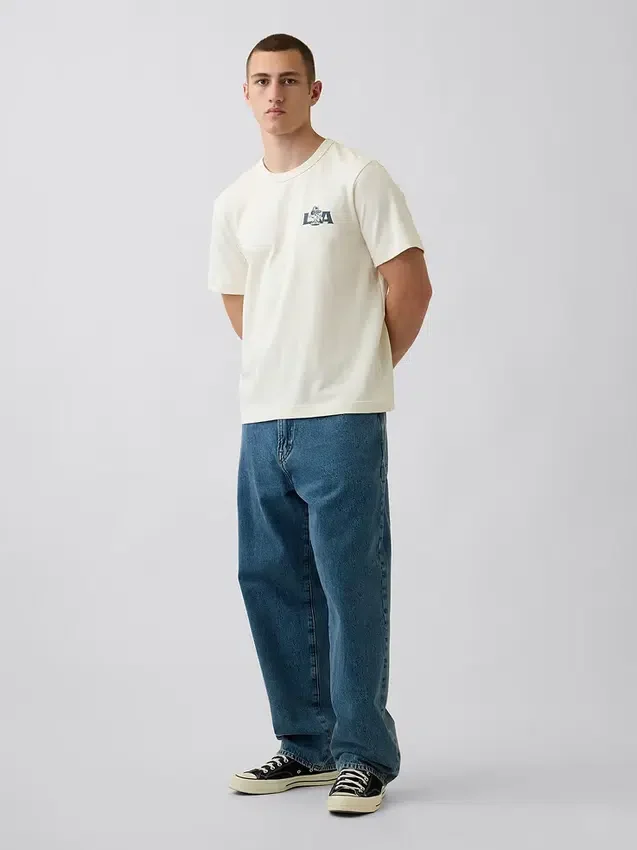 Camiseta gráfica holgada de tejido grueso
