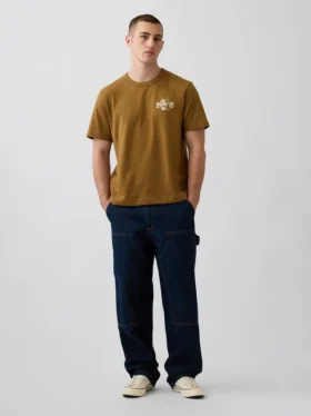 Camiseta gráfica holgada de tejido grueso