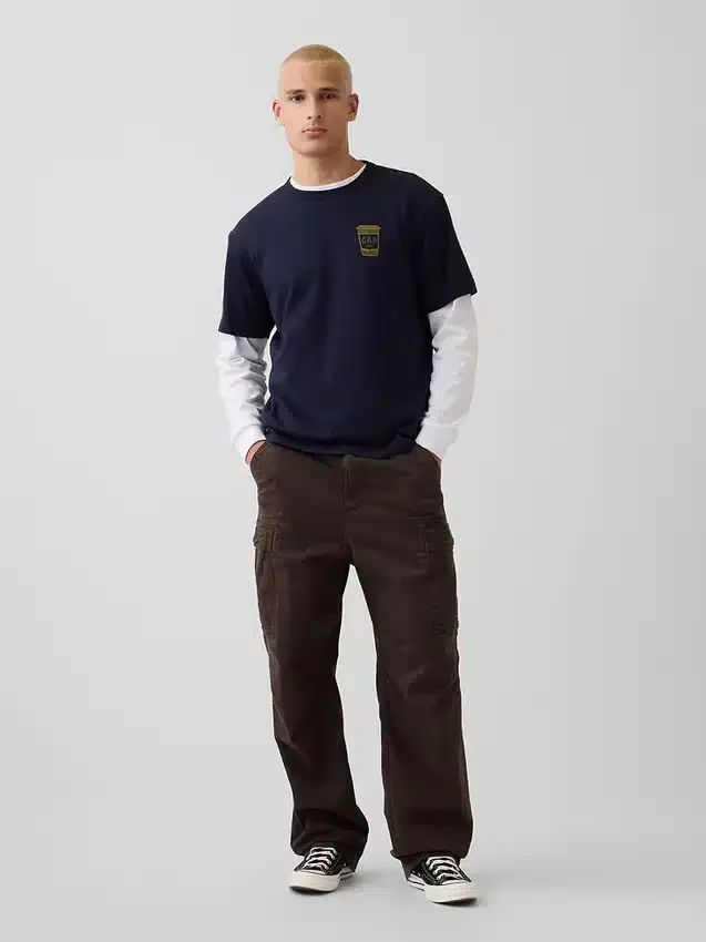 Camiseta gráfica holgada de tejido grueso