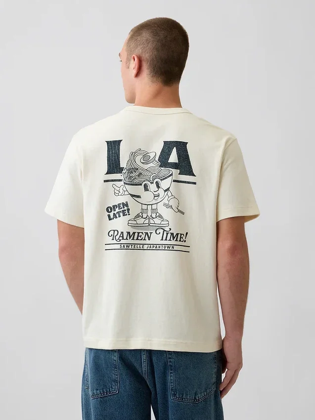 Camiseta gráfica holgada de tejido grueso