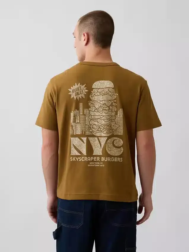 Camiseta gráfica holgada de tejido grueso