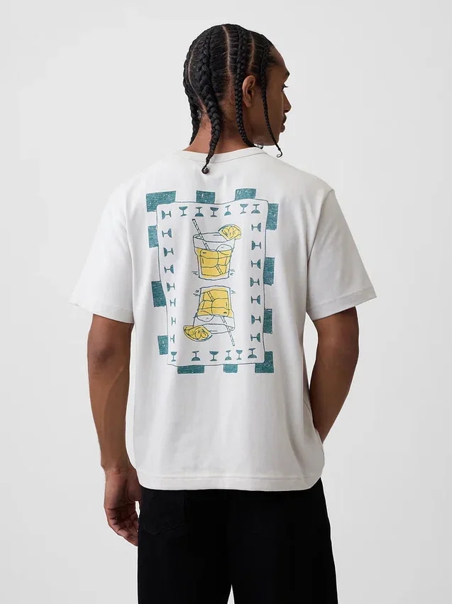 Camiseta gráfica holgada de tejido grueso