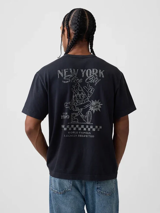 Camiseta gráfica holgada de tejido grueso