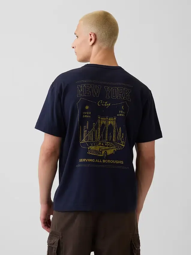 Camiseta gráfica holgada de tejido grueso