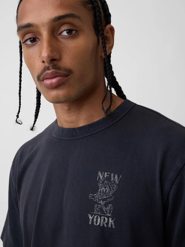 Camiseta gráfica holgada de tejido grueso