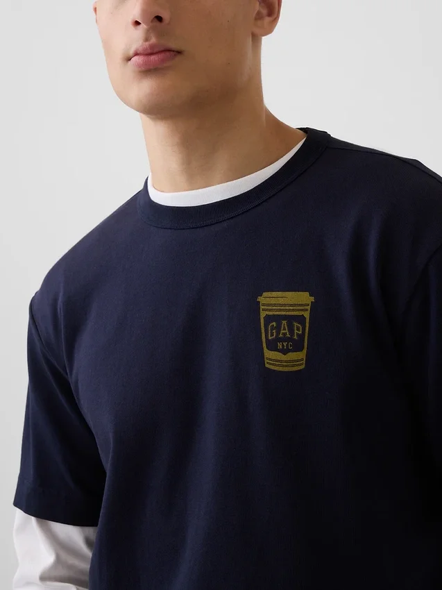 Camiseta gráfica holgada de tejido grueso