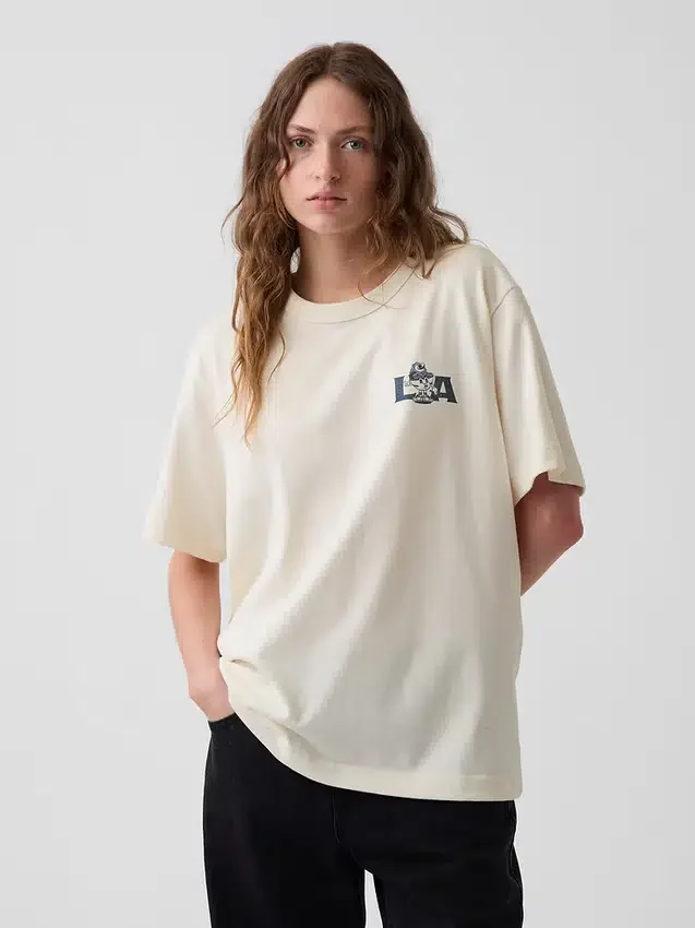 Camiseta gráfica holgada de tejido grueso