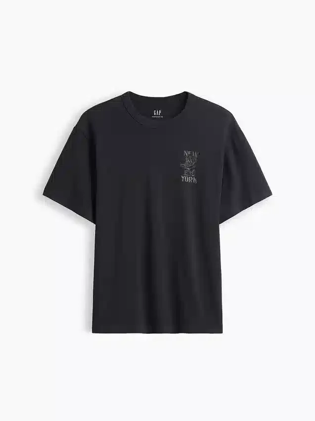 Camiseta gráfica holgada de tejido grueso
