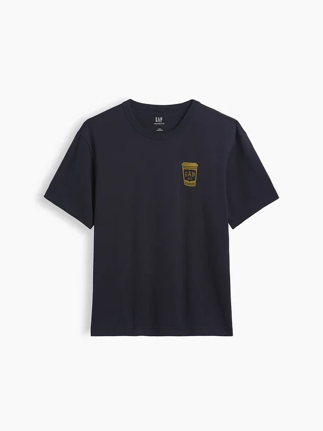 Camiseta gráfica holgada de tejido grueso