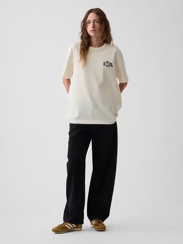 Camiseta gráfica holgada de tejido grueso