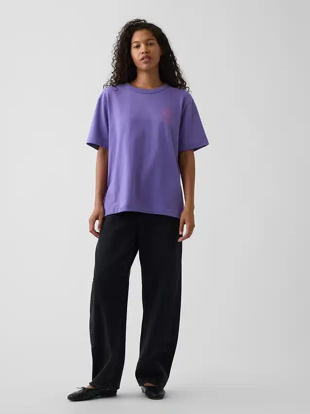 Camiseta gráfica holgada de tejido grueso