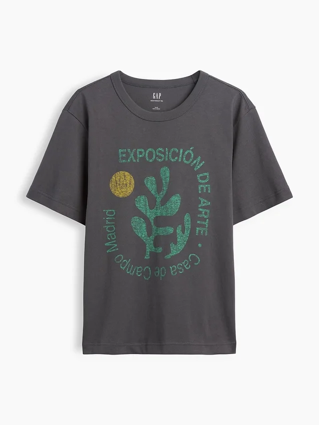Camiseta gráfica holgada de tejido grueso