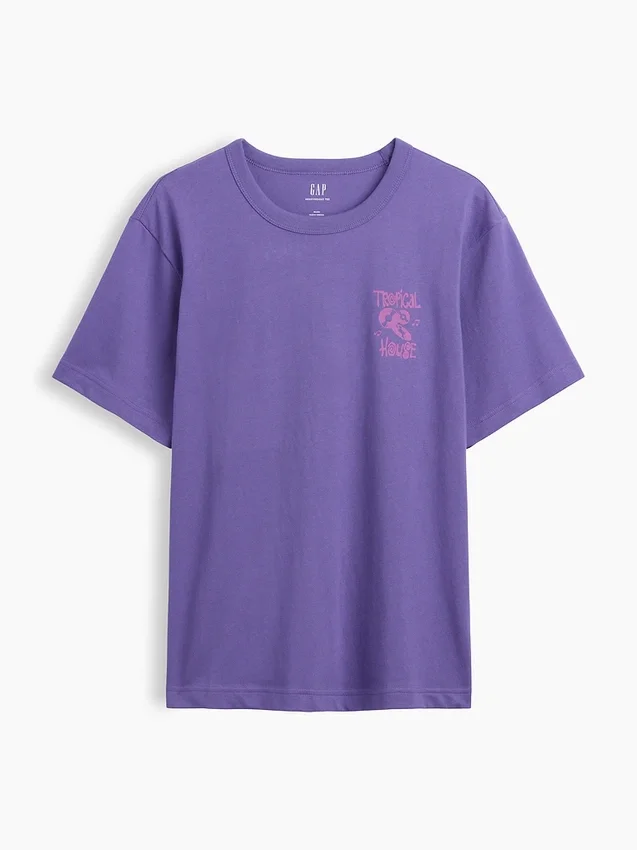Camiseta gráfica holgada de tejido grueso