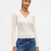 Camiseta Henley de canalé transparente