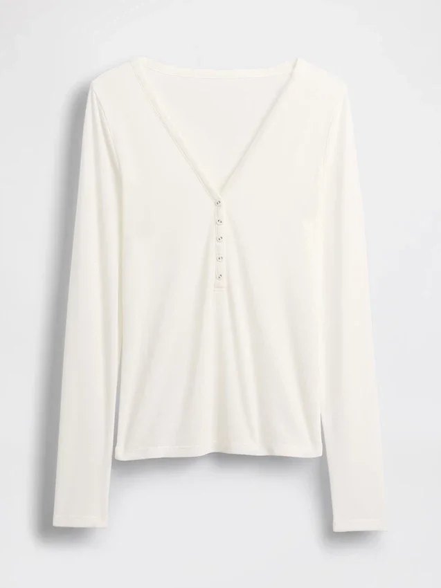 Camiseta Henley de canalé transparente