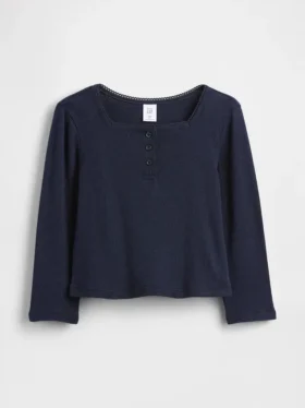 Camiseta Henley de punto calado para bebés y niños pequeños