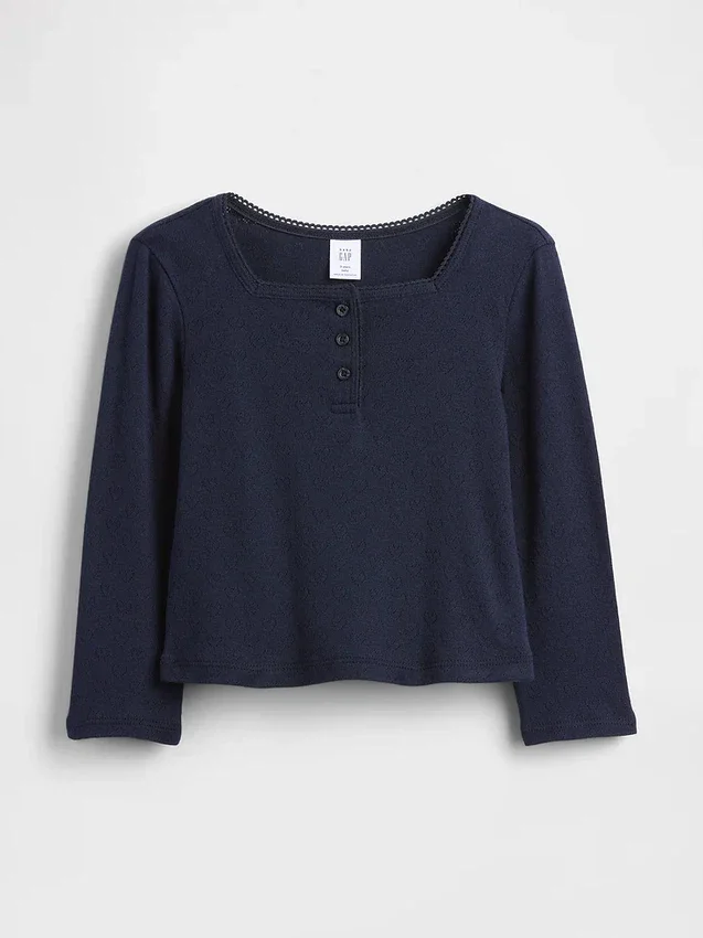 Camiseta Henley de punto calado para bebés y niños pequeños