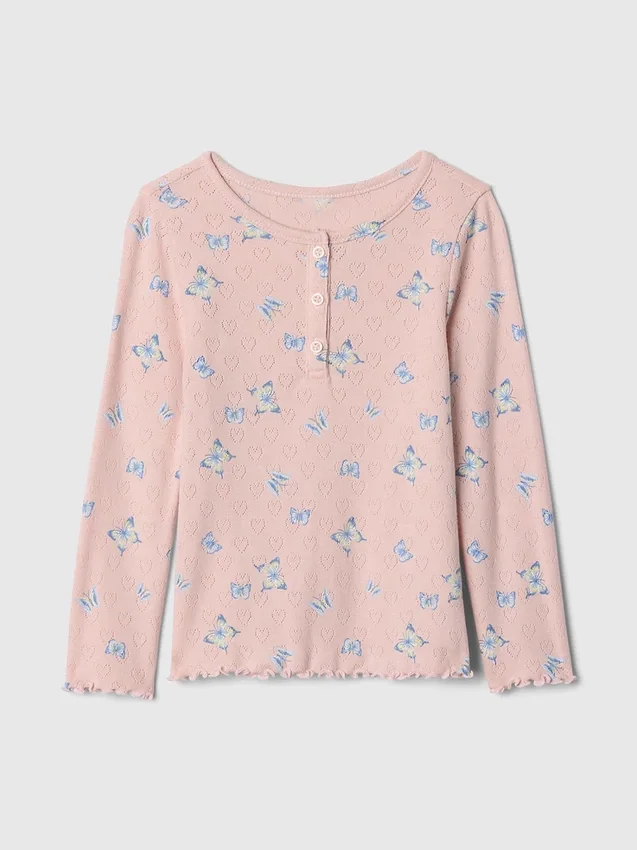 Camiseta Henley de punto calado para bebés y niños pequeños