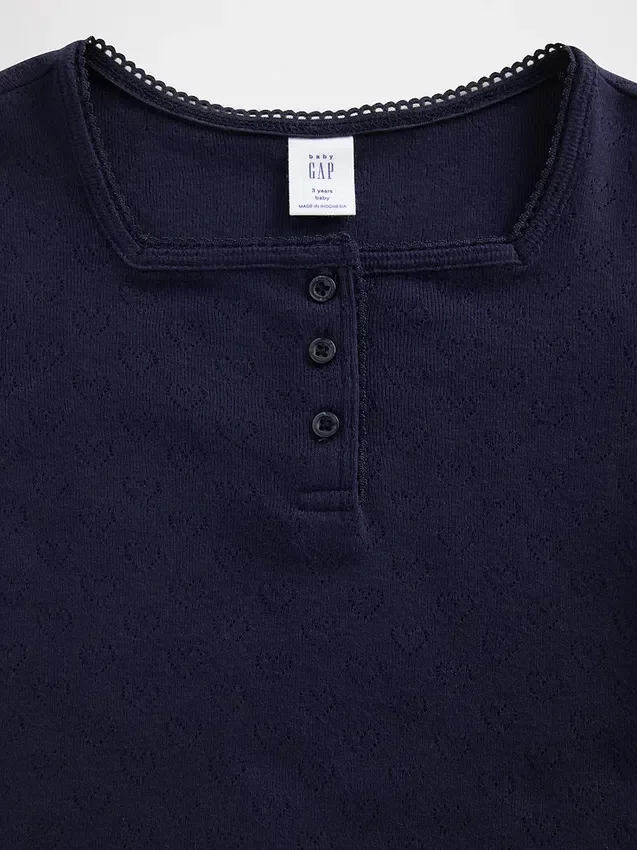 Camiseta Henley de punto calado para bebés y niños pequeños