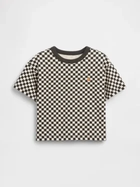Camiseta holgada a cuadros para bebés y niños pequeños