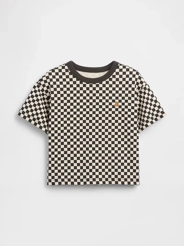Camiseta holgada a cuadros para bebés y niños pequeños