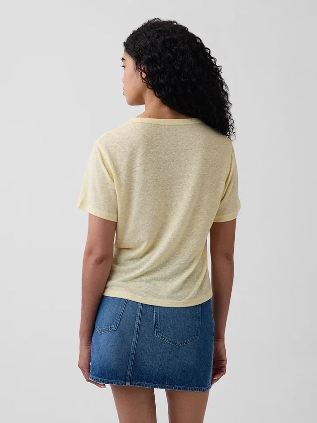 Camiseta holgada de mezcla de lino