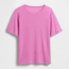 Camiseta holgada de mezcla de lino
