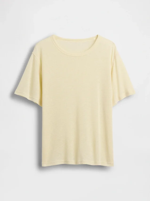 Camiseta holgada de mezcla de lino
