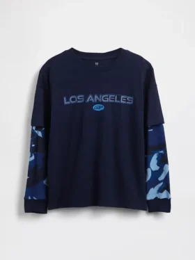 Camiseta infantil 2 en 1 con logotipo estampado